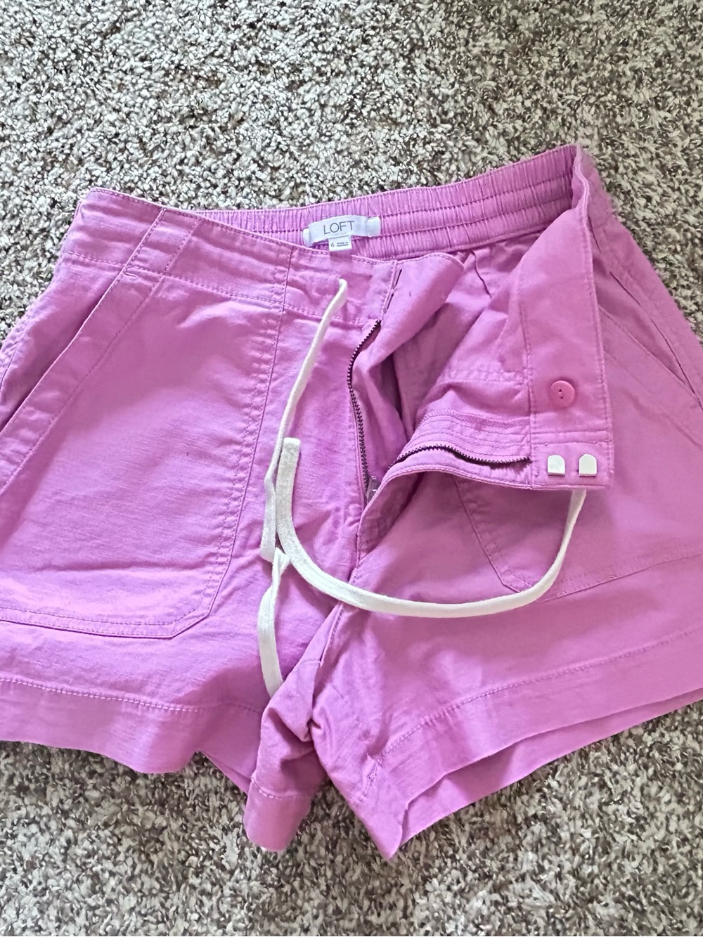 LOFT Pink Drawstring Athletic Shorts